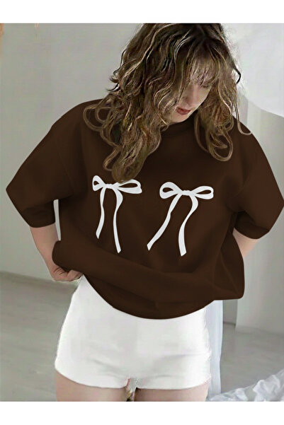 Mayer Butik Unisex Men'S/Women's Ribbon Printed Oversize Cotton Crew Neck T-S...