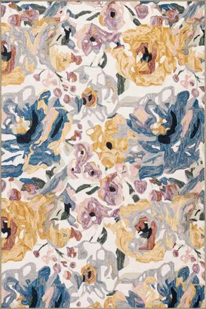 Rugs Modern Halı Pastel Painted Ivy Floral Pastel Painted Woven Base Washable...