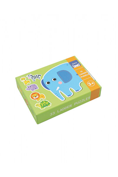 ANDREU TOYS Box of 6 progressive cardboard puzzles, 33 pieces, Wild animals