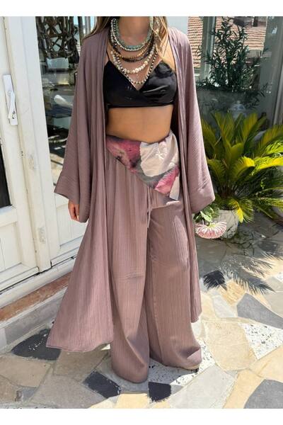 moda gk طقم كيمونو قطني من القماش