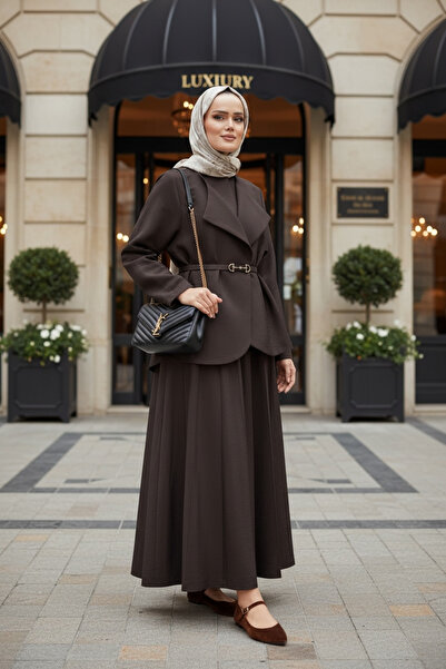 Aselim Hijap Moda Set de trei piese Kupra: Jachetă din material textil cu cur...