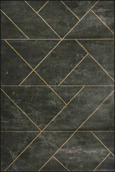 Rugs Modern Halı Striped Stone Patterned Woven Base Carpet and Washable Carpe...