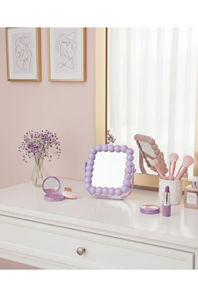 D&D Storee Sedefli Boncuk Model Makyaj Ayna Çift Taraflı 2 Boyutlu