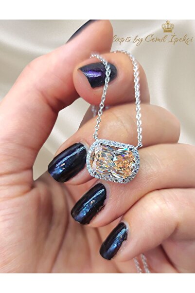 lpsankara Mozanite ve Topaz Taşlı Gümüş Kolye