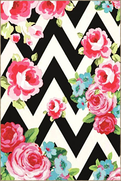 Rugs Modern Halı Pink Colored Flower Cross Patterned Vintage Decorative Carpe...