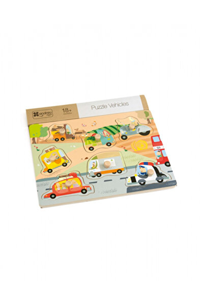 ANDREU TOYS Puzzle din lemn incastru Vehicule, 7 piese