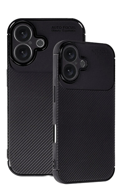 Najmaddin غطاء كربوني للآيفون 16 من نيو فيس مع تركيز تلقائي - أسود