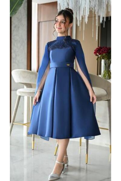 arushi New Confusing Age Dress Navy with Embroidery on the Chest and Organza ...