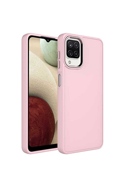 kılıfkolikk حافظة لهاتف Galaxy A12 مصنوعة من السيليكون مع إطار معدني وتصميم ز...