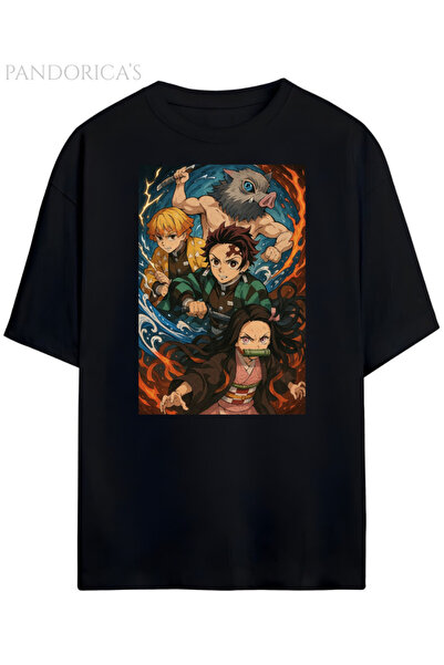 Grafftee Clothing Tricou unisex din bumbac cu design Demon Slayer Pandorica
