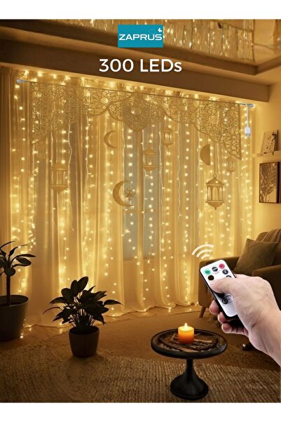 Zaprus ستارة رمضانية مزودة بـ 300 مصباح LED، مقاس 3x3 متر، تعمل بمنفذ USB، سه...