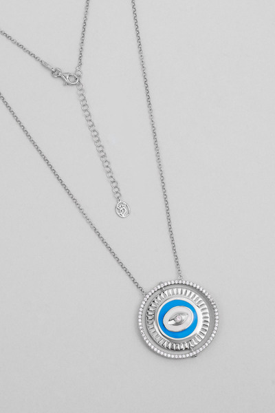 So CHIC... Bereket 18 Ayar Beyaz Altın Kaplama 45 Cm Çift Taraflı Gümüş Madal...