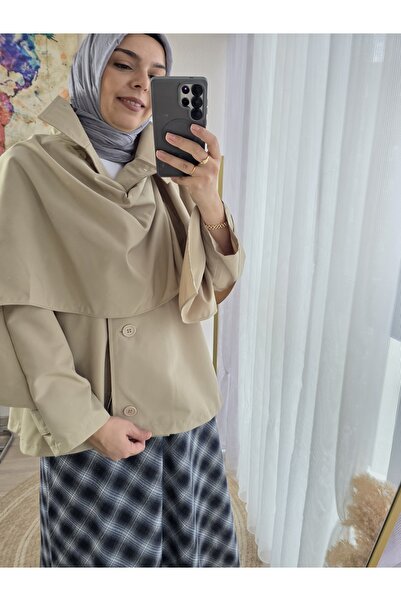 Butik KENDİNDEN ATKILI HAKİM YAKA KISA TRENÇKOT