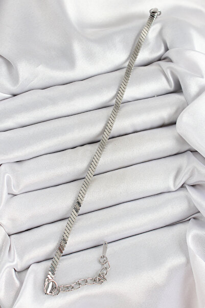 Skygo سوار نسائي من الفولاذ المقاوم للصدأ 316L بلون فضي وسلسلة مسطحة - TJ-BB7085