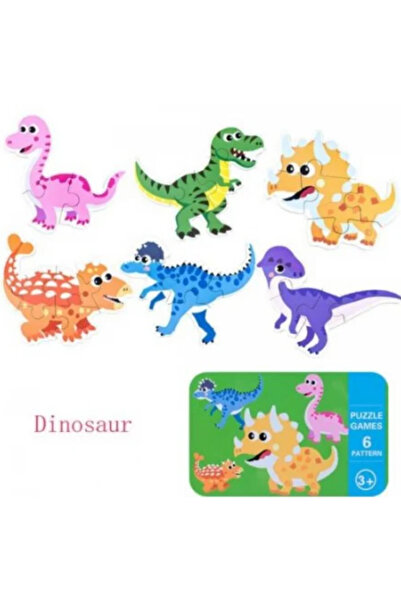 OEM Set of 6 Duo puzzles in a metal box Dinosaurs