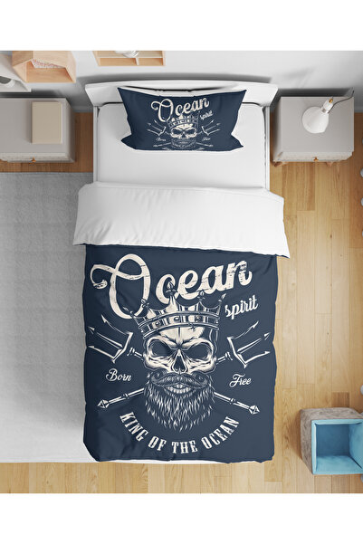 Home طقم غطاء لحاف مفرد للرجال بتصميم جمجمة ملك المحيط ثلاثي الأبعاد مطبوع رق...