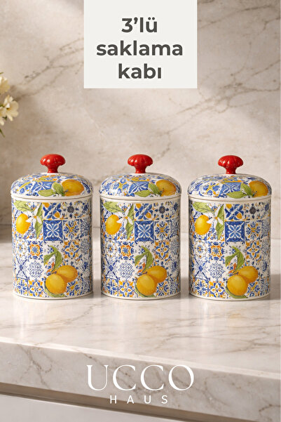 UCCO 3-Piece Tea, Sugar, Coffee Storage Container 1.5 Liter Spice Container P...