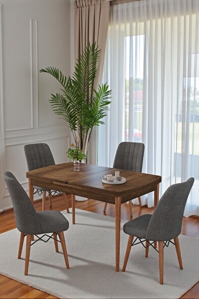 Kaktüs Avm 80x170CM Mutfak Masası Takımı | 4 Kişilik Açılır Masa Sandalye Tak...