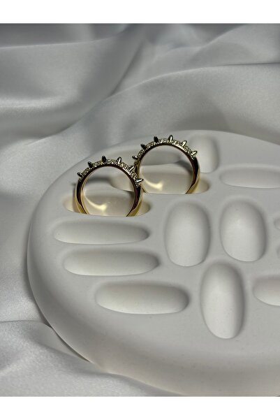 PALICE Steel Sparkling Studded Design Adjustable Gold Ring