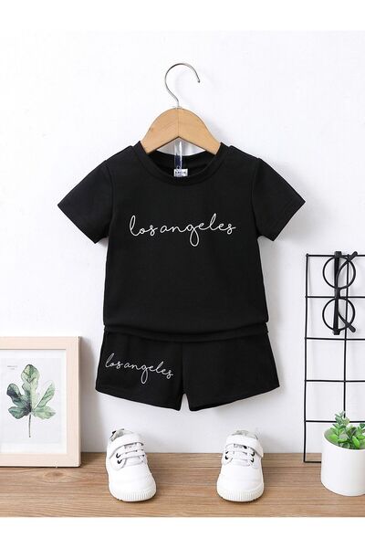 Kids Χειρόγραφο σετ μπλουζάκι με στάμπα Λος Άντζελες για κορίτσια και αγόρια,...