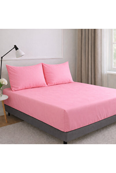 vionetta Cotton Pink Elastic Sheet Set with Pillowcase