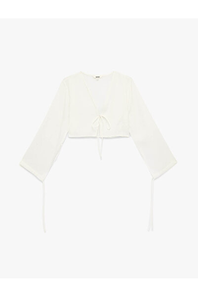 Koton Bluză crop cu decolteu în V pentru femei 6SAK60052PW