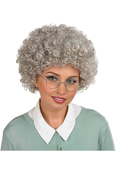 shopwave شعر مستعار أفريقي منفوش باللون الرمادي