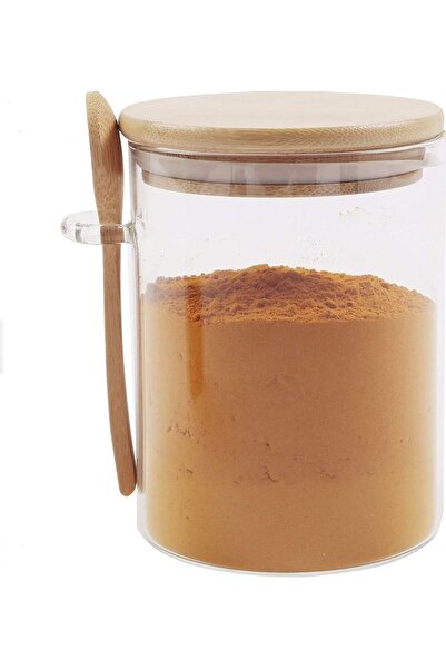 HALAMODO Jar with Bamboo Lid and Spoon Clear/Brown 800ml