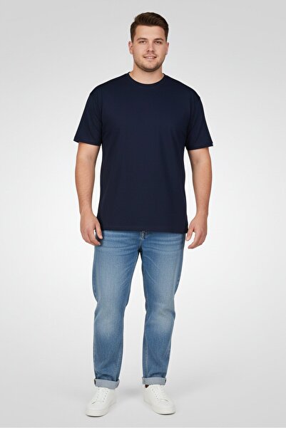 Fudo Men Oversized Fit Crew Neck Short Sleeve T-Shirt, Navy