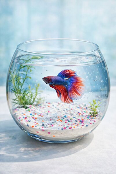 AQUA ROYAL PETSHOP Şeffaf Cam Fanus Akvaryum – Minimal Akvaryum