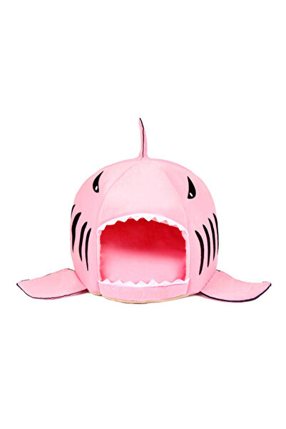 HALAMODO بيت حيوانات أليفة وردي اللون، مقاوم للماء، على شكل فم سمكة قرش، مصنو...