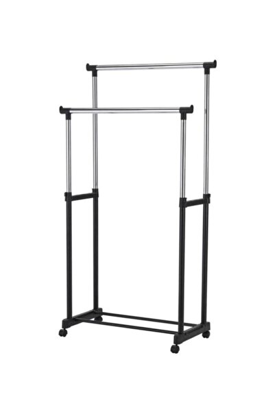 HALAMODO Silver and Black Stainless Steel Clothing Rack Organizer
