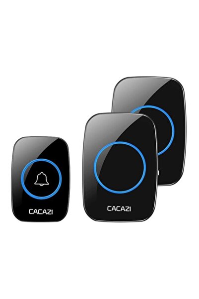 HALAMODO 3-Piece Waterproof Wireless Doorbell Black/Blue 17.5x6.6x10.3cm