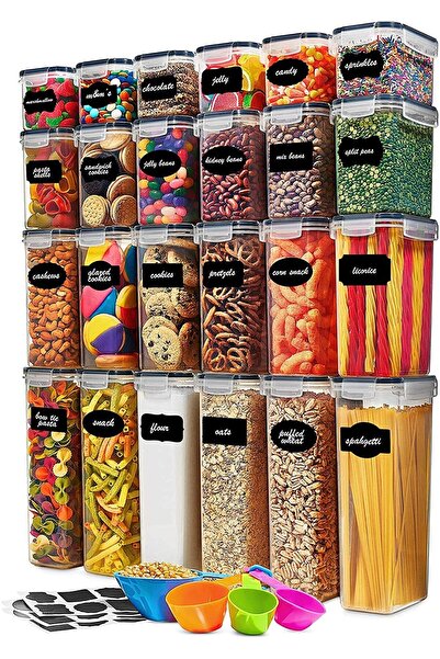 Arabest Sealed Food Storage Container Set - 24 Pieces, with Durable Lids, Lab...
