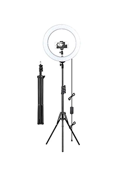 HALAMODO Dimmable LED Ring Light With Tripod Stand White/Black