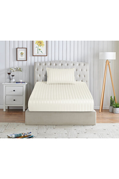 Donetella Striped Fitted Sheet Set 120x200 cm Twin – 1 Fitted Sheet + 1 Pillo...
