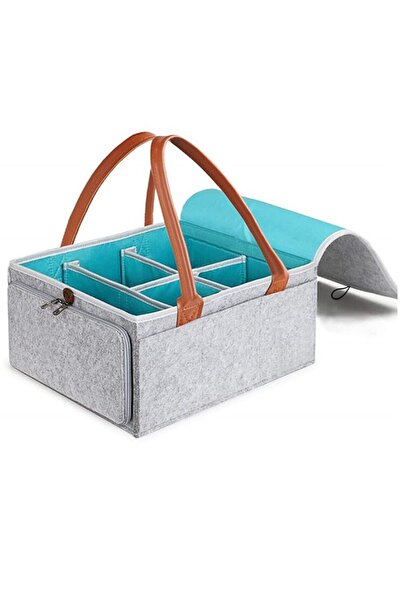 Arabest Diaper Caddy Organizer Nursery Storage Basket with Zipper Lid and Lea...