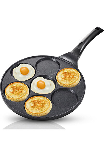 Arabest Die-Cast Aluminium Pancake Maker – 7-Pit Non-Stick Griddle Pan, Soft-...