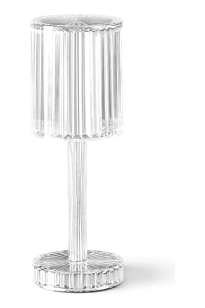HALAMODO مصباح طاولة كريستالي أكريليك حديث أبيض دافئ 30x12x0.5 سم