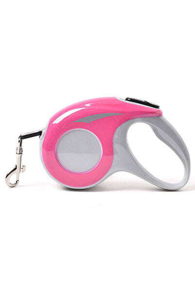 HALAMODO طوق حيوانات أليفة قابل للتمديد والتقصير تلقائياً، وردي/رمادي، 3 أمتار