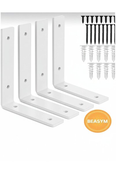 Beasym 10 X 10 Cm Ağır Yük Köşebent Raf Altı Ayak Raf Tutucu L Demir Siyah Mo...