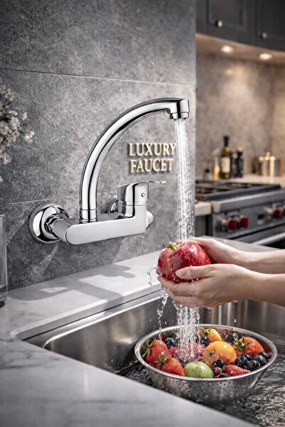 luxury faucet Duvardan Çift Su Girişli Mutfak ve Banyo Lavabo Bataryası Musluğu