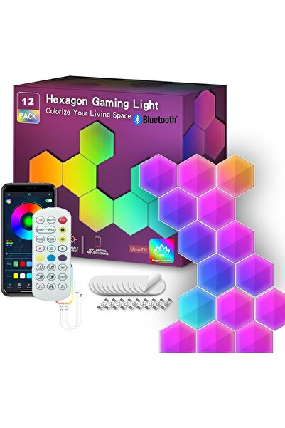 UanTii Bluetooth Smart Hexagonal Lamp, RGBIC LED Panel Light Smart Night Ligh...
