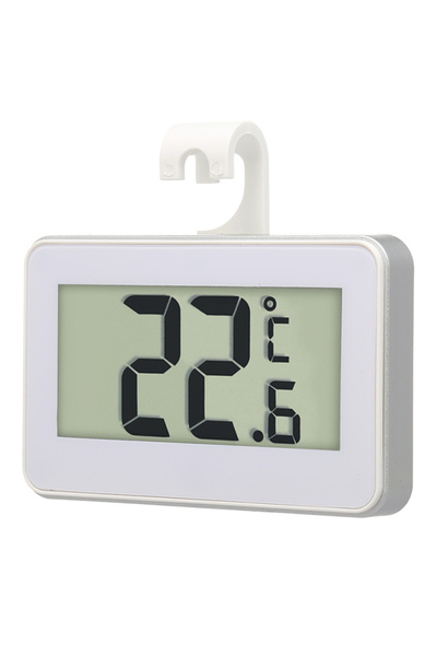 HALAMODO مقياس حرارة ثلاجة رقمي LCD مع حامل قابل للتعديل D0016 أبيض