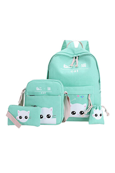 HALAMODO طقم حقيبة ظهر مدرسية مكون من 4 قطع، لون أخضر