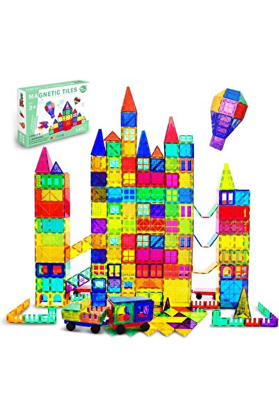 Arabest Magnetic Tiles Magnetic Building Blocks, with 2 Cars 3D Magnet Tiles ...