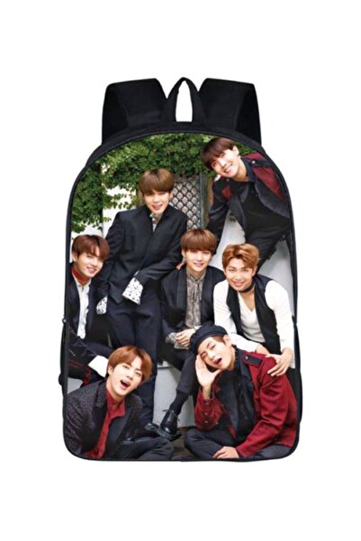 HALAMODO حقيبة ظهر من القماش المطبوع باللون الأسود/الأخضر/الأخضر