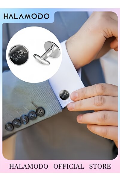 HALAMODO 1Pair Fashion Shirt Cufflinks for Men Creative Wolf Head Cufflinks F...