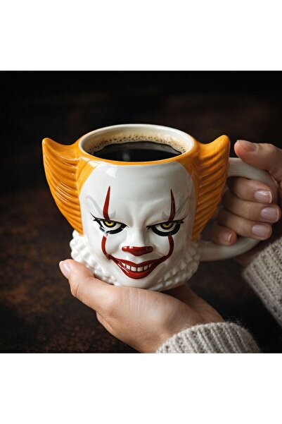 HEPBİMODA Pennywise Palyaço 3D Tasarım Bardak 3d Mug Hediyelik Kupa Bardak Ka...