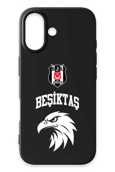 Beşiktaş iPhone 17 Uyumlu Kolej Yazı Kartal Siyah Silikon Lisanslı Telefon Kı...